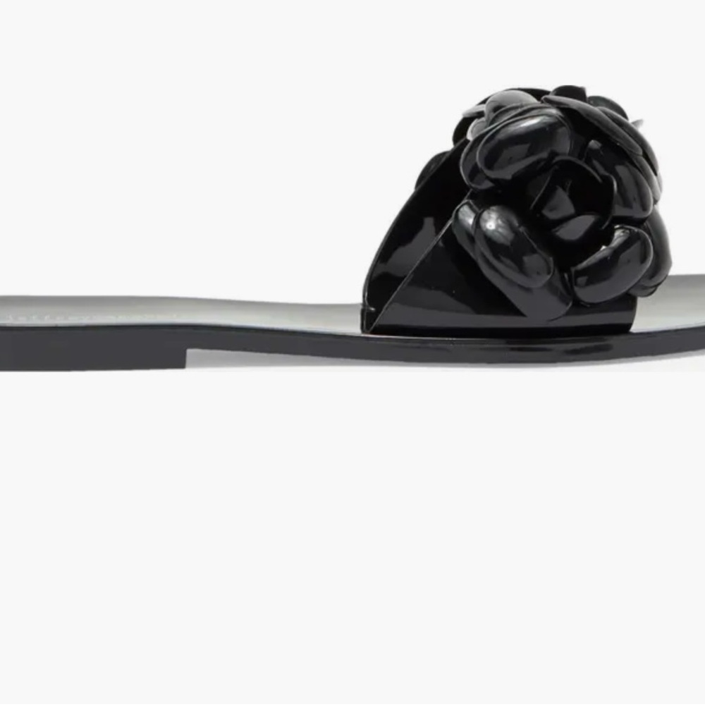 Jeffrey Campbell Black Slide Sandals with Floral Embellishment - Picture 3 of 6